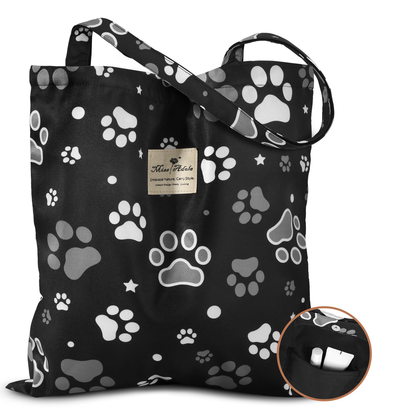 Miss Adola Aesthetic Cotton Tote Bag for Women - Reusable Shoulder Bag with Buckle Fabric Bag for Gym, Travel, Work