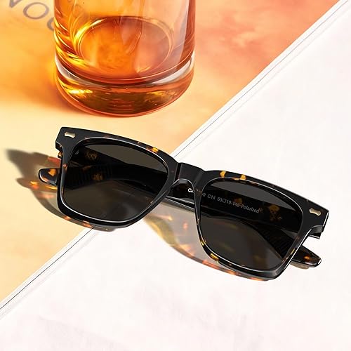 Miniatura 3 de CARFIA Thick Square Polarized Sunglasses Men, Retro 90s Style Vintage UV400 Protection Sun Glass