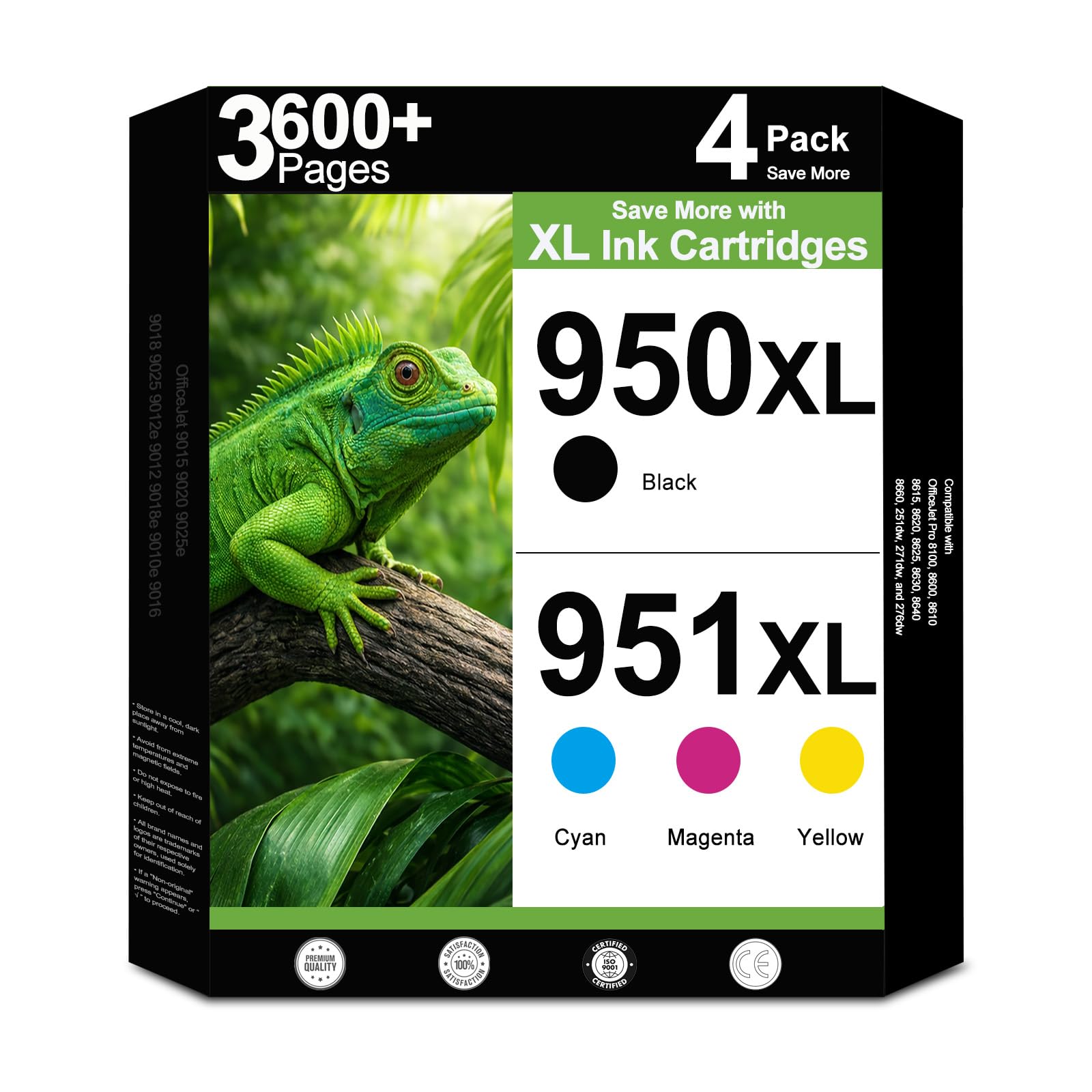 950XL 951XL Combo Compatible for HP 950 951 XL Ink Cartridge Work for OfficeJet Pro 8610 8615 8620 8625 8630 8640 8660 8100 8110 8600 Printers with V27.3.1Chips (Black, Cyan, Magenta, Yellow, 4-Pack)