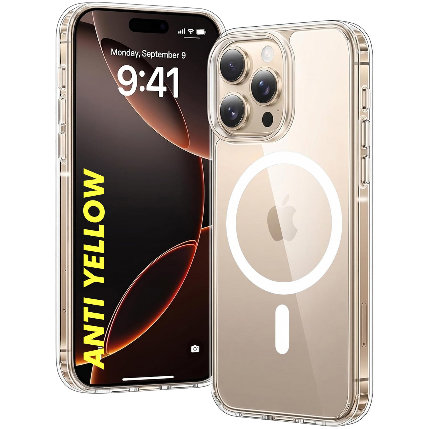 DIZORO Crystal Clear Magnetic Compatible with iPhone 16 Pro Max Case with Anti-Yellow Anti-Scratch Shockproof Transparent Cover-image-39