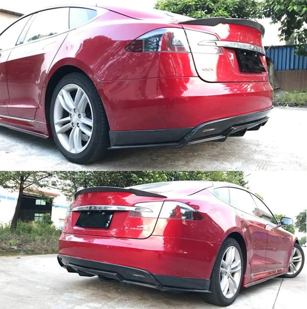Model S Carbon Fiber Rear Diffuser Fits for Tesla Model S 60 60D 85 85D P85D Sedan 2012-2015 Bumper Cover Lower Lip Spoiler Valance Protector Body Kits Factory Outlet