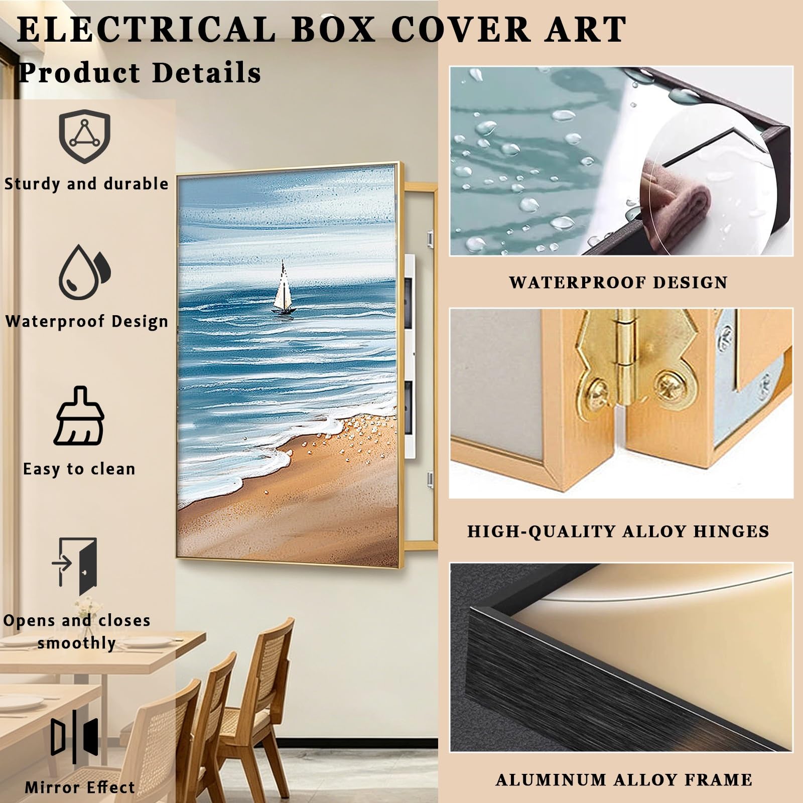 Cubre Cuadro Electrico Decorativo,Tapa Contador Cubierta Decorativa,Tapa Para Cuadro Electrico Grande,Decorativo Caja Medidor EléCtrico Ideal Para Entrada,Pasillo O Salón(Black-L,70 * 140cm)