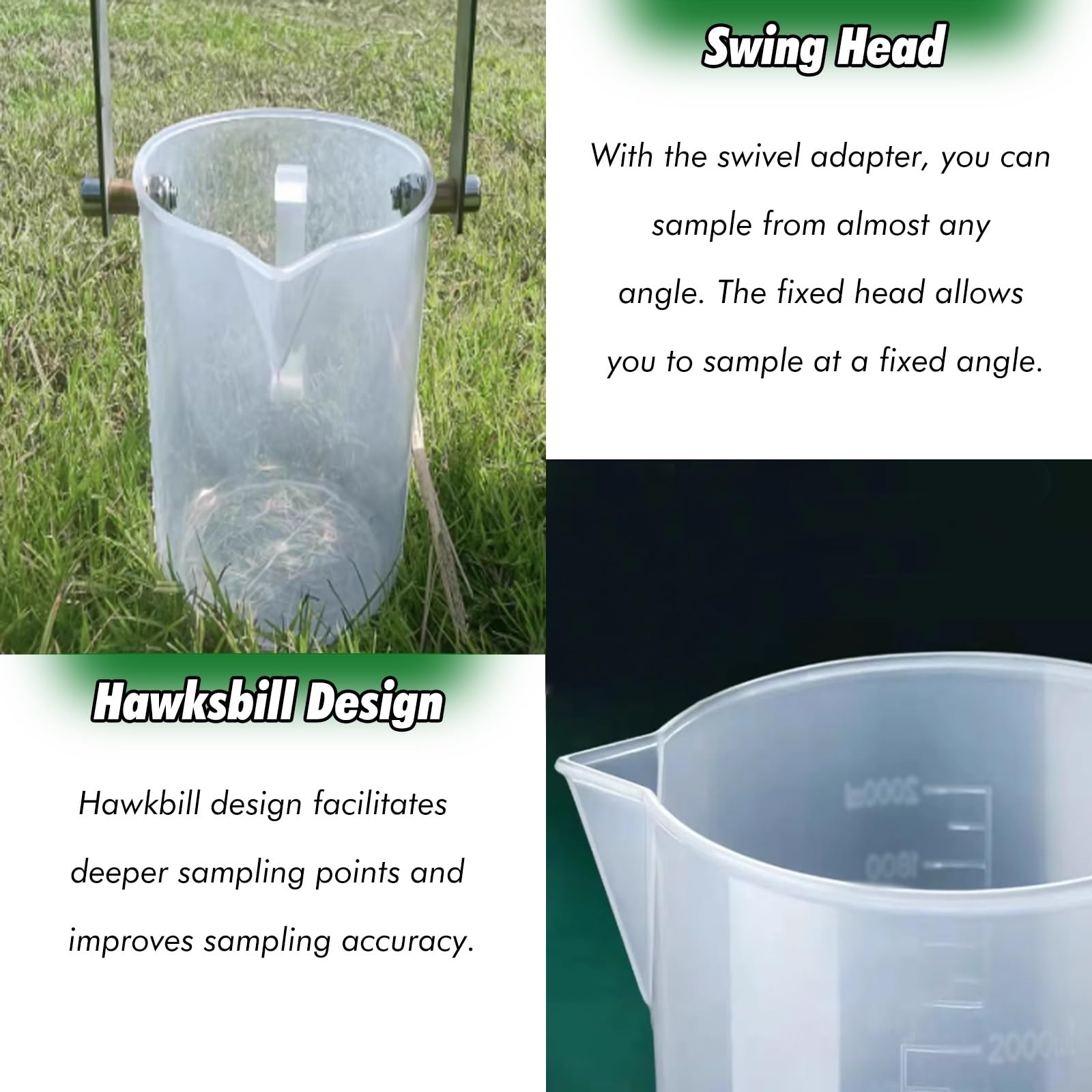 SRNSAEB Campionatore d'Acqua telescopico 500 ml/1000 ml, Asta di campionamento Acqua per monitoraggio Ambientale Quali, di Raccolta Campioni d'Acqua in Acciaio(1000mL,1.11m/3.6ft-3m/9.8ft)