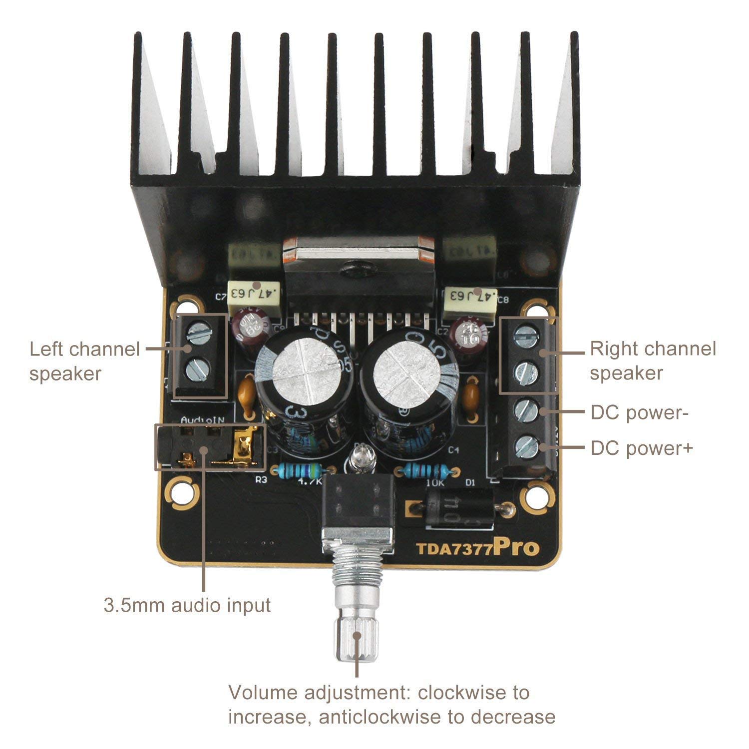 DollaTek 30W + 30W Classe AB Amplificatore Audio per Auto 2.0 Scheda Amplificatore Stereo Doppia Immersione ad Immersione in Oro TDA7377 Mini modulo Amplificatore DC12V
