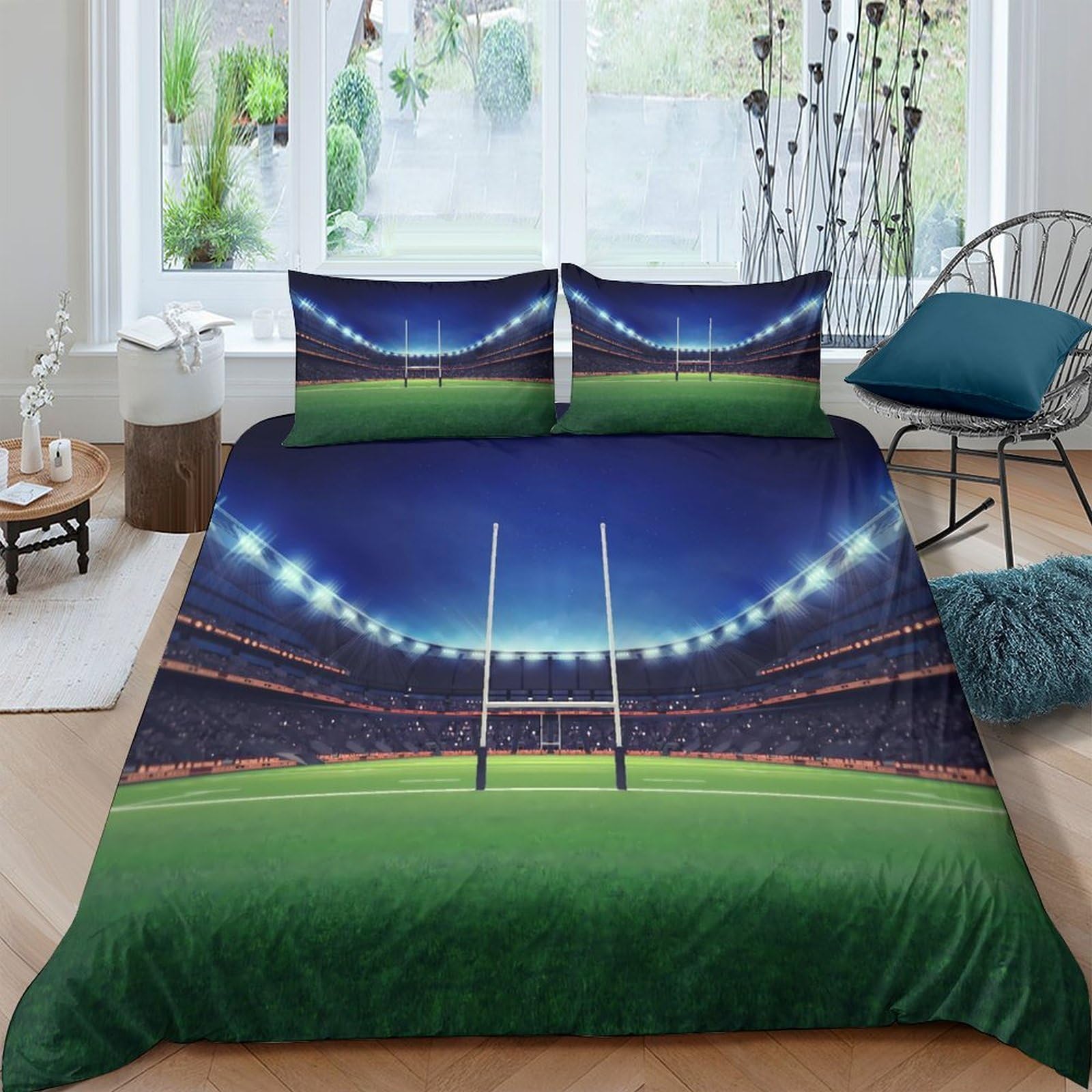 Housse de couette rugby 3D 140x200cm : ravivez une chambre d'ado sans travaux