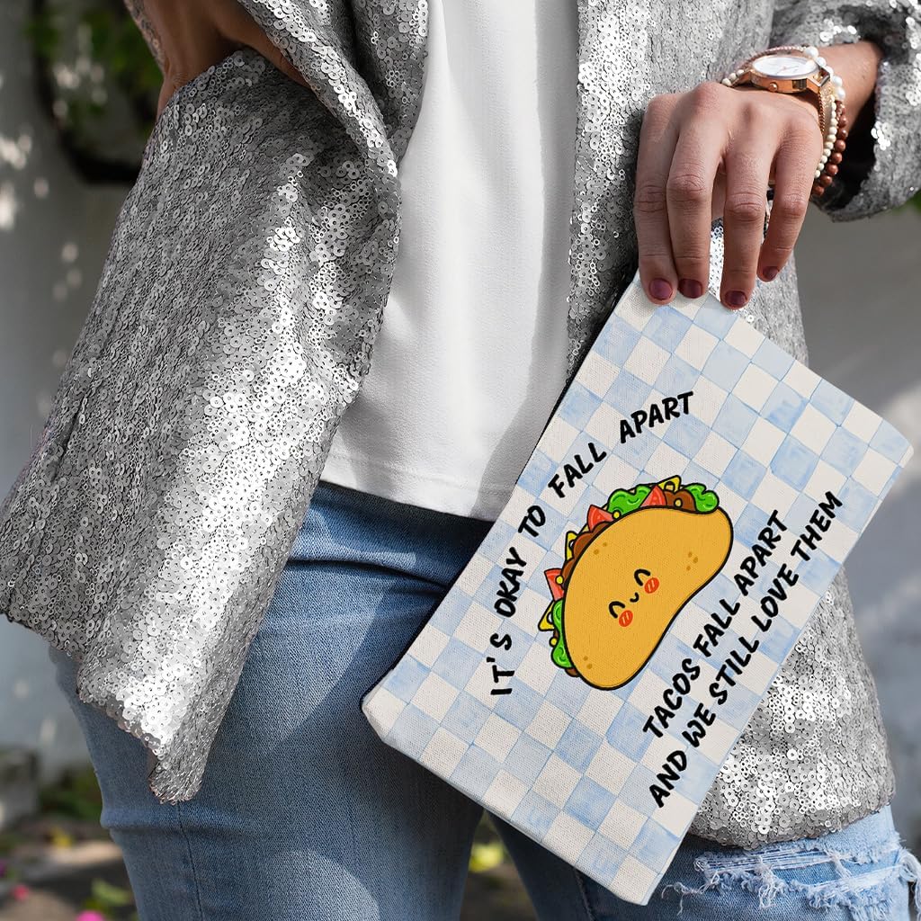 It's Okay To Fall Apart Travel Makeup Bag - Funny Tacos Accessory Pouch