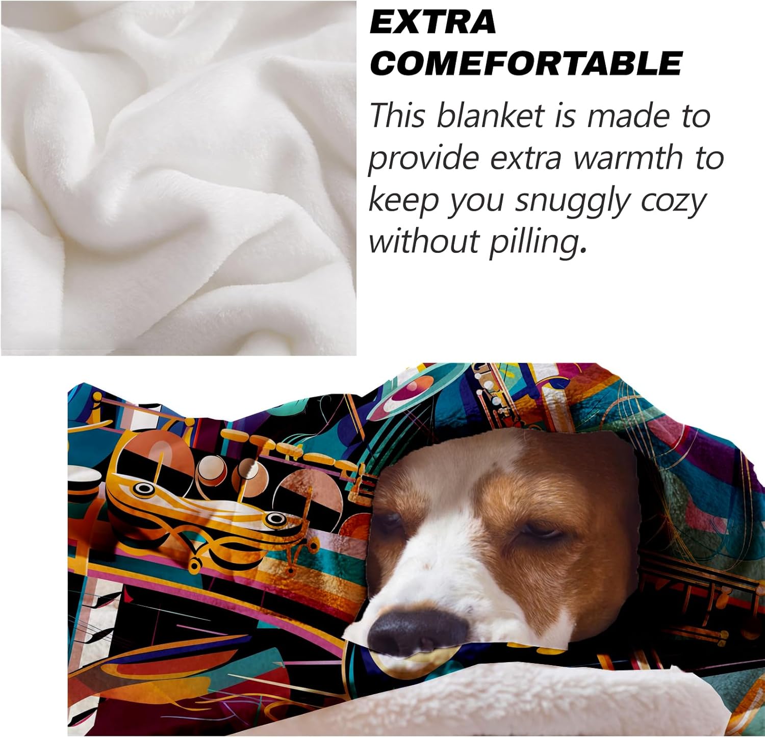 Jazz Music Blanket Gifts for Music Lovers Adults and Kids Musical Throw Blankets for Bed Room Couch Soft Lightweight Warm Cozy Throws Decor 60x80in