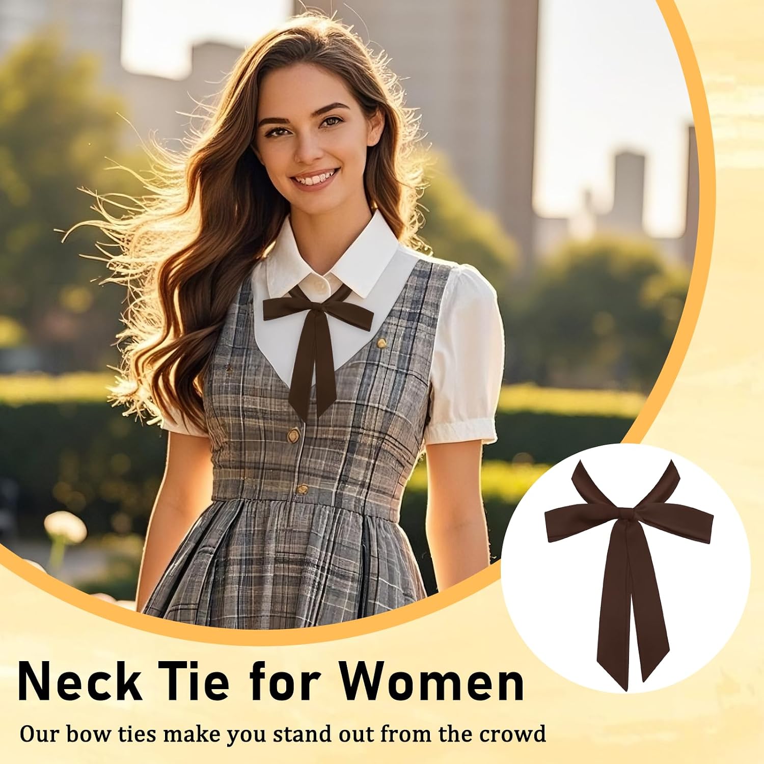 Bow Tie for Women, Ribbon Necktie for Women Solid Color Self-tie Satin Bow Tie for Party Cosplay Casual