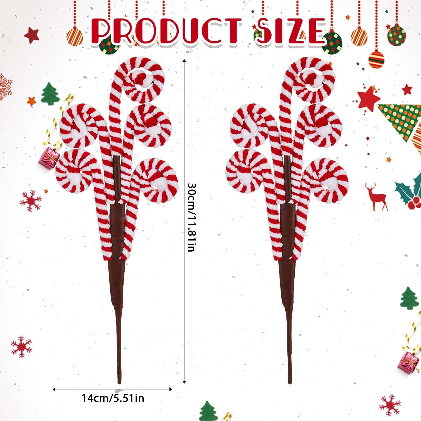 6 Pcs Christmas Tree Decorations Picks 12 Inch Candy Cane Christmas Decorations Large Red White Candy Curly Lollipop Peppermint Candy Ornaments for Xmas Tree Topper Home Office Vase Holiday Party