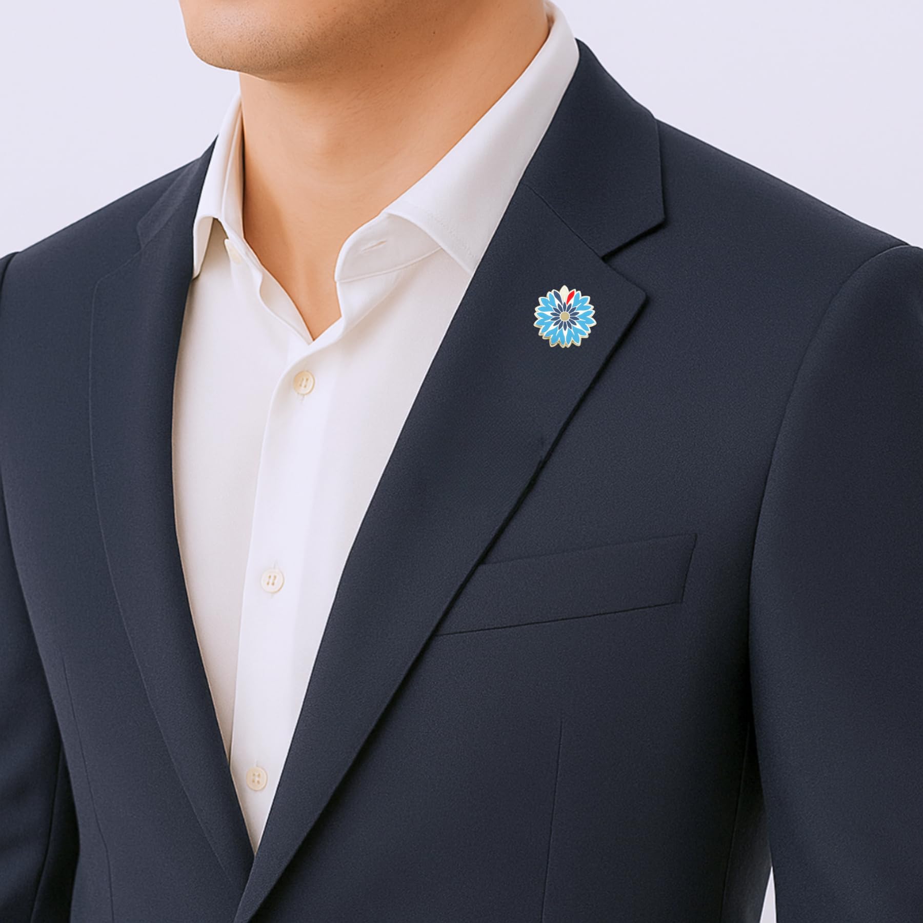 Pins Bleuet | Broche Fleur | Broche Costume Homme | Pin's Étoile | Pins Costume Homme | Pin Tricolore Argenté