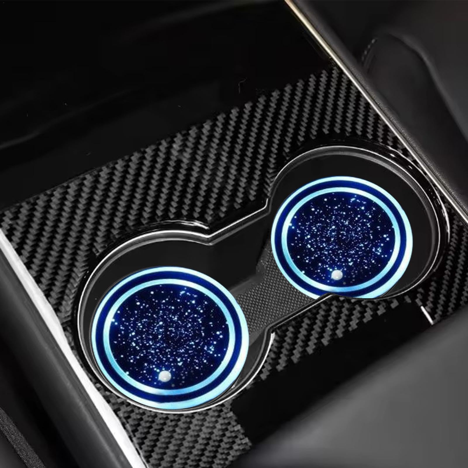 SUNCARACCL Sottobicchieri da auto, 2 pezzi, universali per auto, con inserto di strass (7 cm di diametro), accessori interni per auto per donne e uomini (nero
