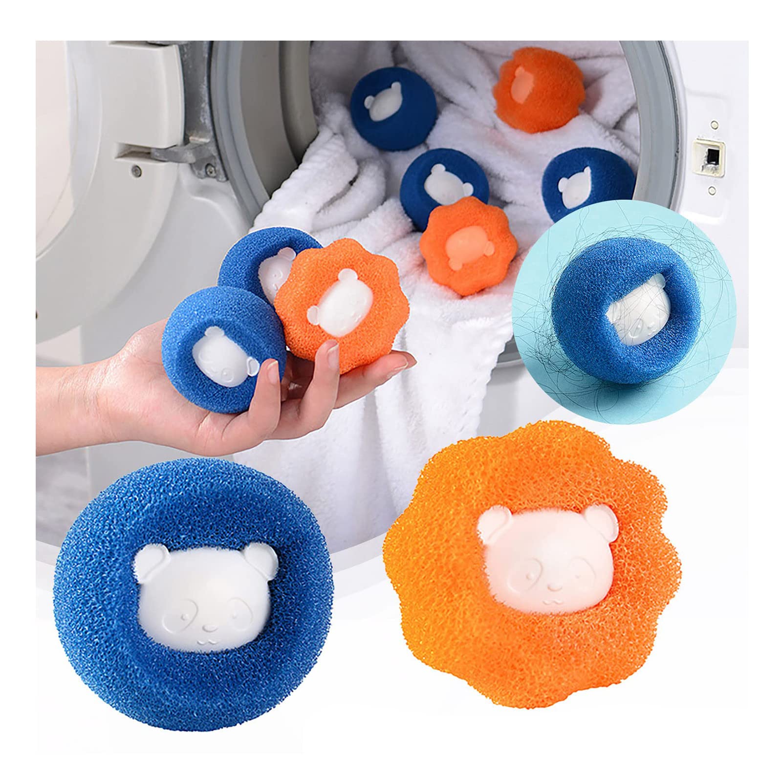 Sunxa 4PCS Clothes Anti-Winding Adsorption Hair Removal Cleaning Ball, Reusable Hair Remover Washing