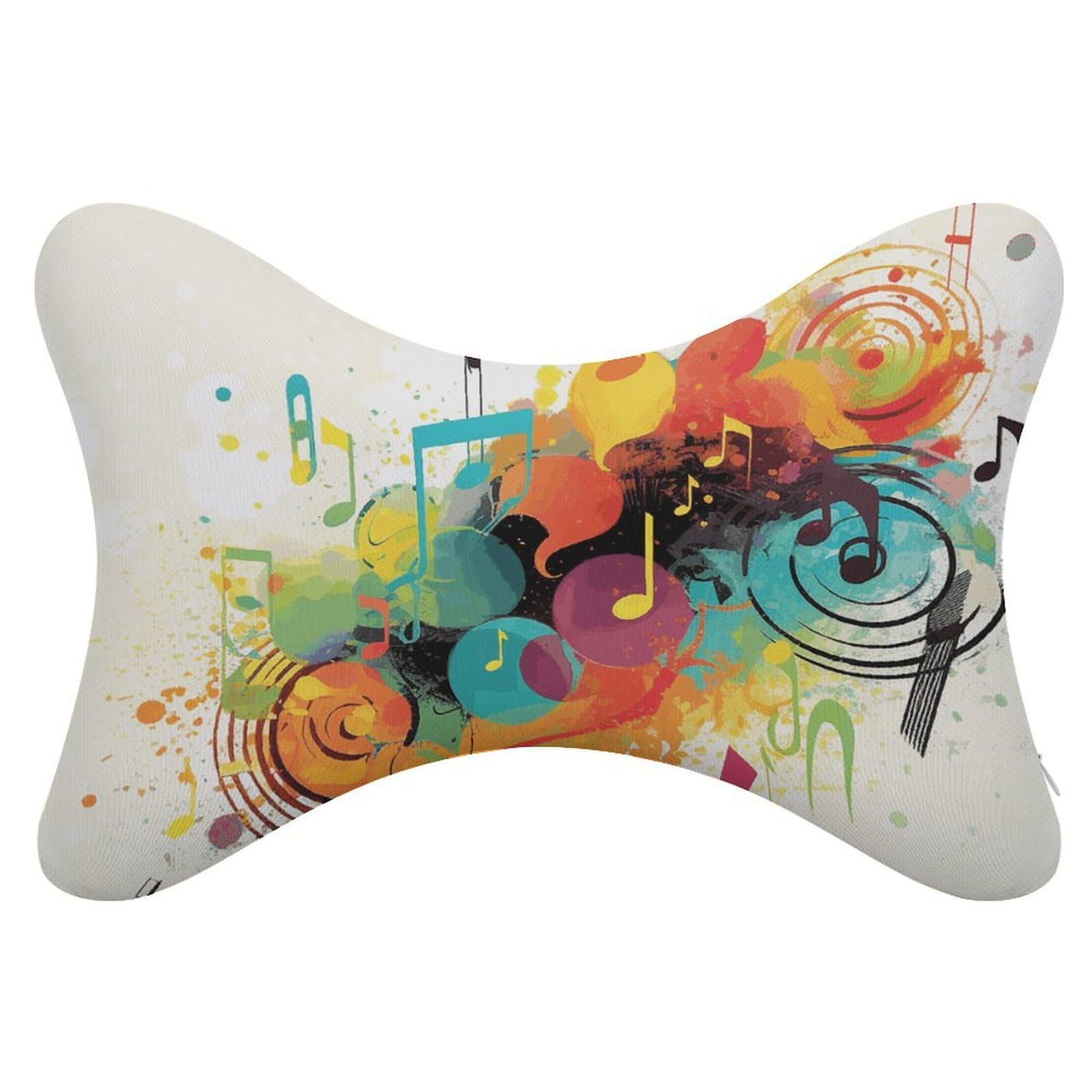 FekiLoot Abstract Music Themed Car Headrest Set of 2,Softness Memory Foam Car Neck Pillow with Breathable Removable Cover Car Neck Support Pillow Ergonomic for Driving, Office