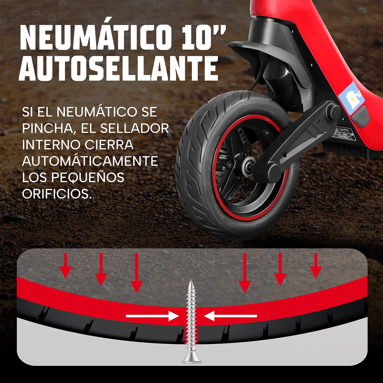 ZWHEEL Zlion Pro | Patinete Eléctrico Adultos Homologado DGT - 1200W MAX, 40-45km Autonomía, Regeneración al Frenar, Doble Freno, Ruedas 10" Tubeless Autosellable, Pantalla Avanzada, App y IP54
