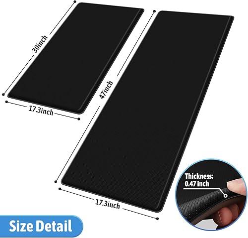 Miniatura 10 de StepLively Tapete de cocina, 2 piezas de alfombras de cocina, tapetes de cocina acolchados para piso, tapete antifatiga, juego de alfombras de