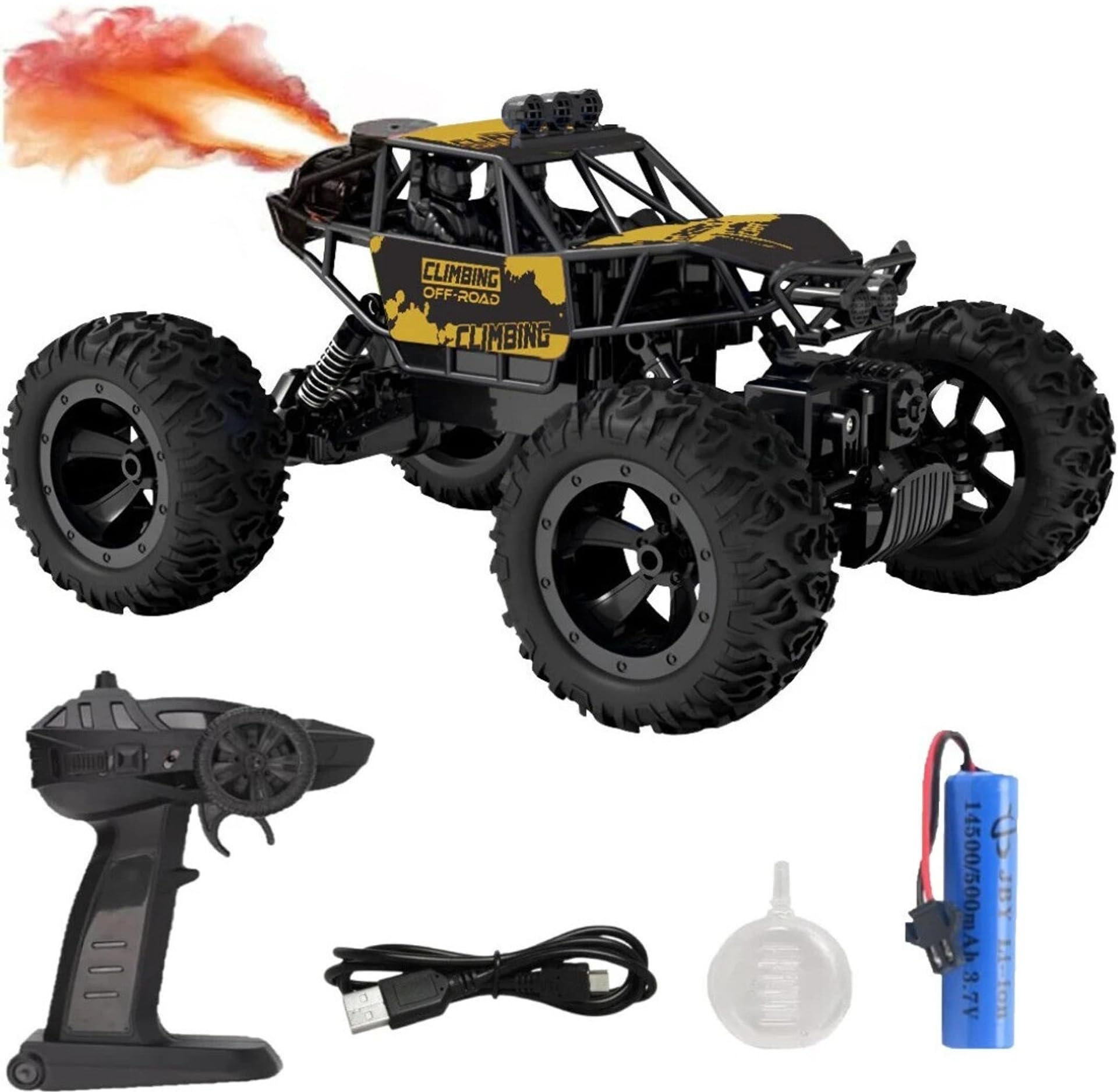 CADDLE & TOES Remote Controlled Monster Like Model Sports Car and Controlling Speed with Gun Remote Toy (Green), Kid, Rechargeable Car for Kids| Monster Truck (Xt-Smoke-Yellow)-image-23