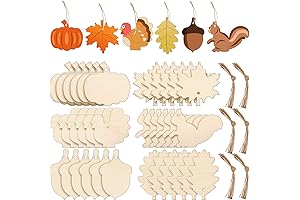 60-Piece Thanksgiving Wooden Ornaments for Crafting