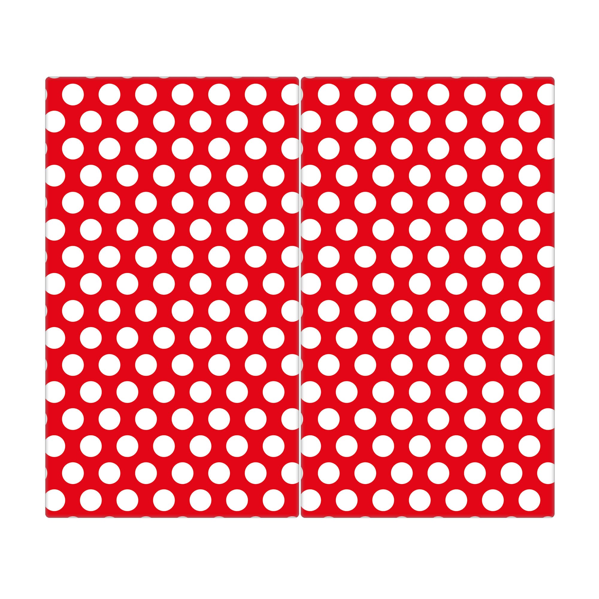 banjado Herdabdeckplatte Glas 2-teilig 60x52 cm, Ceranfeld Abdeckung und Schneidebrett Glas aus gehärtetem Glas, pflegeleichter moderner Look Abstrakt & Muster für Küchen mit Motiv Punkte Rot