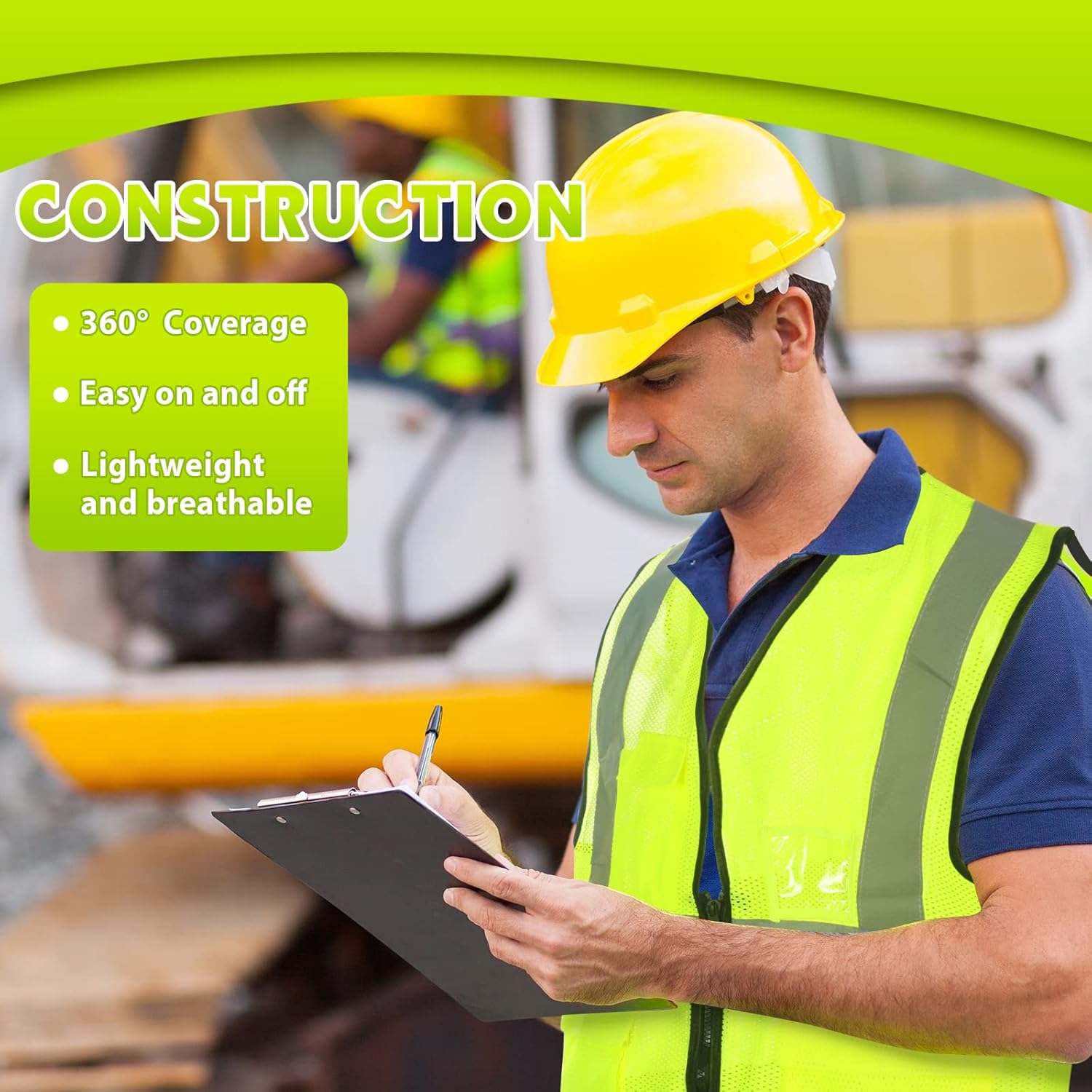 20 Pack Reflective Safety Vests with Pockets and Zipper, High Visibility Mesh Construction Vest with Reflective Strips for Men Women Outdoor Work Traffic