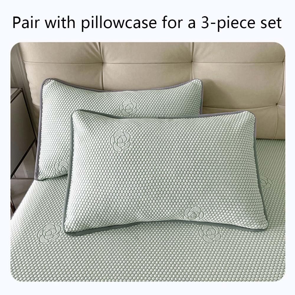 Protège-Matelas Ensemble de Housses de Matelas et de taies d'oreiller rafraîchissantes Drap-Housse matelassé Respirant en Soie de Glace Housse (D,200x220cm)