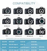 Vista 4 de Kimaru ACK-E6 DR-E6 Acoplador DC LP-E6 LP-E6N Kit de adaptador de corriente alterna para Canon EOS R R5 R6II R7,80D 70D 60D 90D, 5D Mark II III