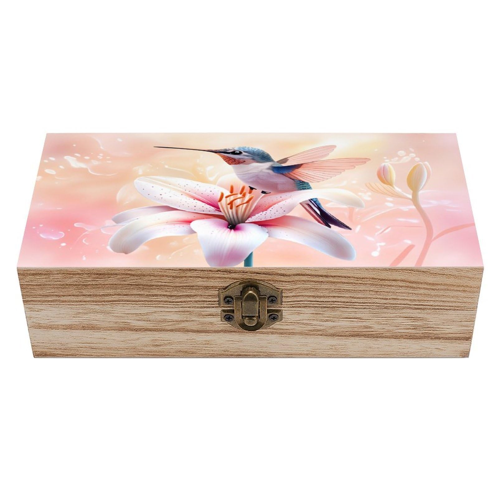 asbwuo Beautiful Hummingbird Vintage Wooden Keepsake Box