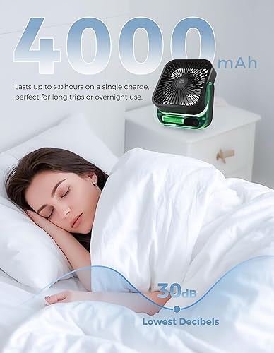 Miniatura 4 de Ventilador magnético aprobado para cruceros Recargable y enchufable, ajustable de 5 velocidades, funcionamiento silencioso, duración de la batería