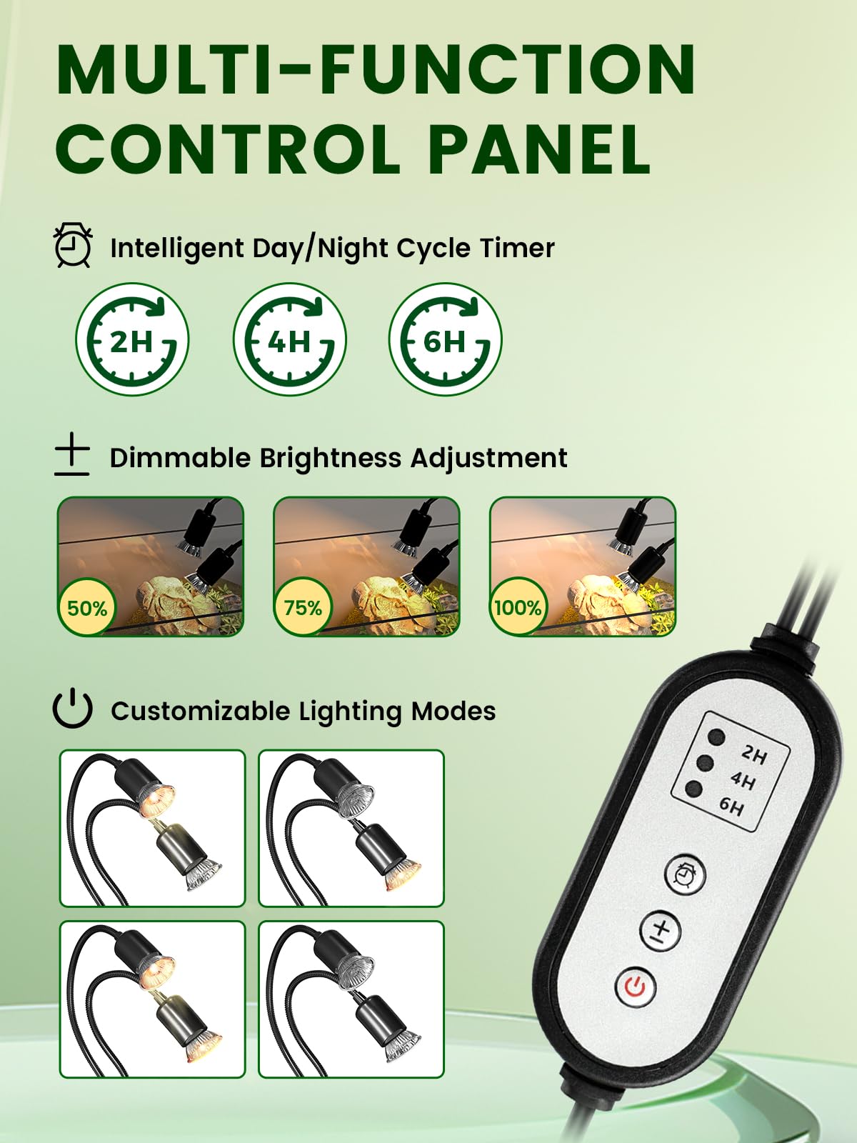 GlowUp Dual-Head Reptile Heat Lamp, Tortoise Heat Lamp with Cycle Timer, Separate Control - Image 3