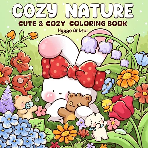 Cozy Nature: A Delightful Coloring Book for Adults And Teens Featuring Cute Creatures Relaxing in Serene Flower Filled Gardens for Relaxing - Paperback