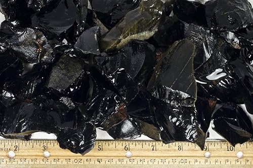 Miniatura 3 de Fantasia Materiales 1 libra de piedras en bruto de obsidiana negra de México - Vidrio de volcán natural crudo