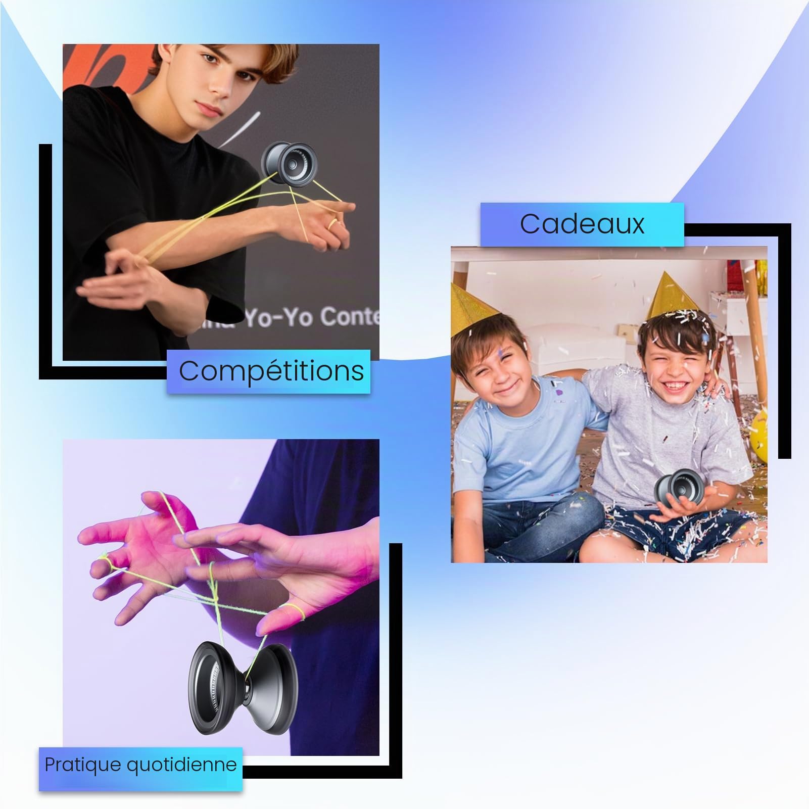 MAGICYOYO V13 Yoyo professionnel – Double mode réactif et insensible pour enfants et joueurs avancés, tours de doigts faciles, métal durable + PC hybride, comprend des accessoires Yoyo
