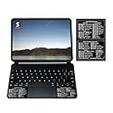 Keyboard Shortcut Vinyl Sticker - Compatible with iPad Pro Keyboard - 2-Part Durable Laminated Sticker, no-Residue Adhesive, for Any iPad OS (Black)