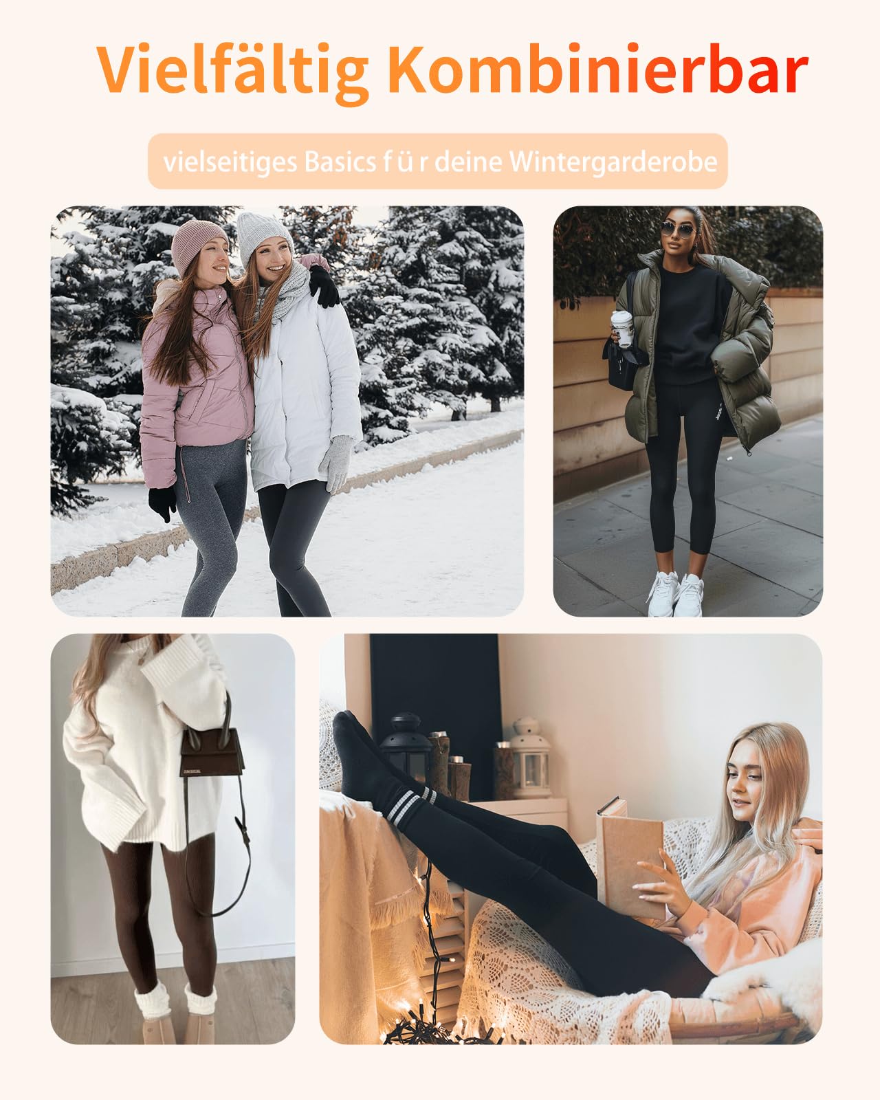 Legging thermique pour femme en coton, avec doublure en polaire, legging thermique chaud et confortable