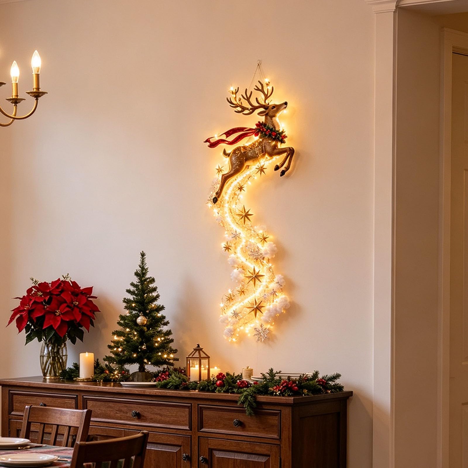 Christmas Magic Trail Wall Light, LED Cascading Christmas Wall Decor