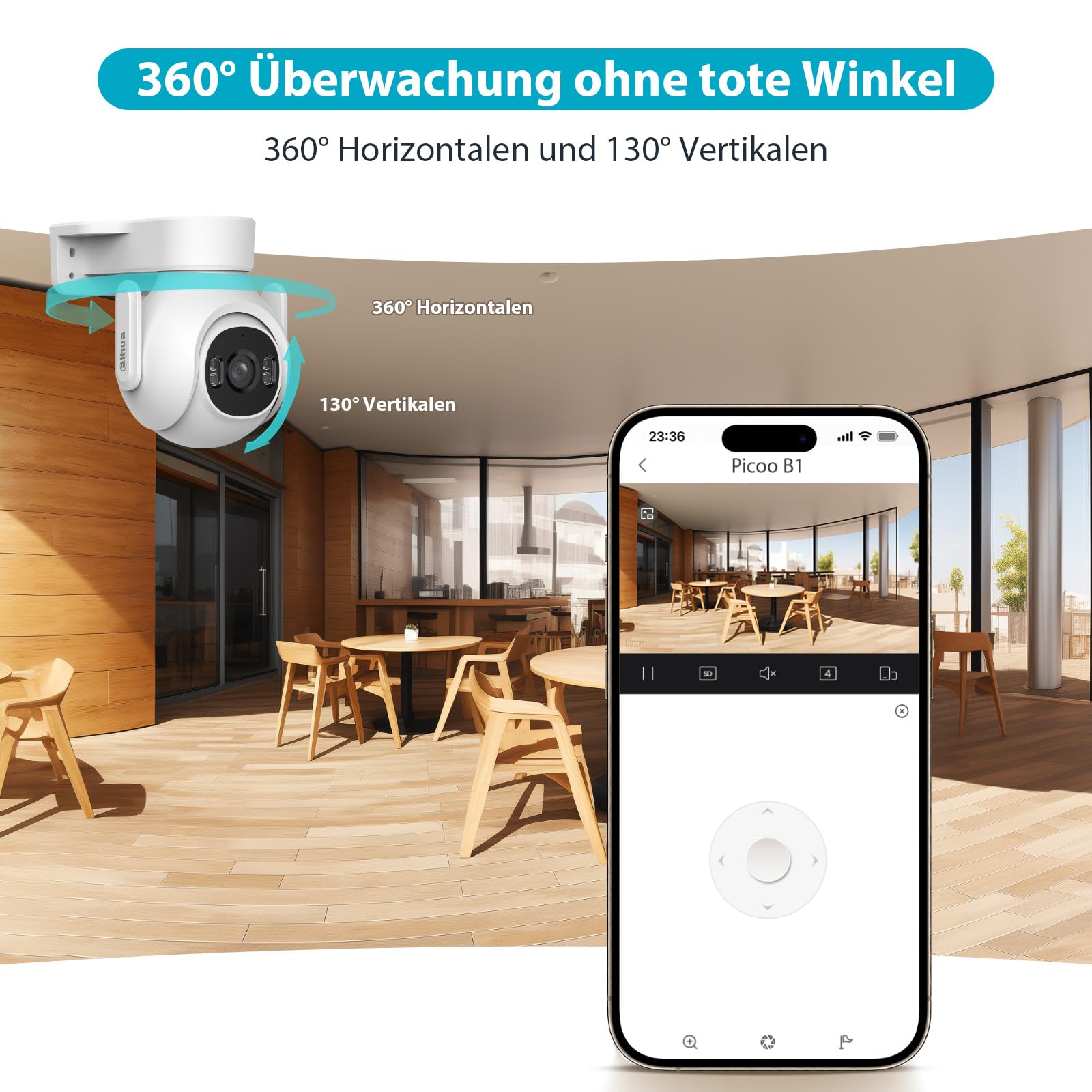 DAHUA Videocamera sorveglianza da esterno PT IP/Wi-Fi Smart Dual Light 3MP con deterrenza attiva e audio bidirezionale P3B-PV
