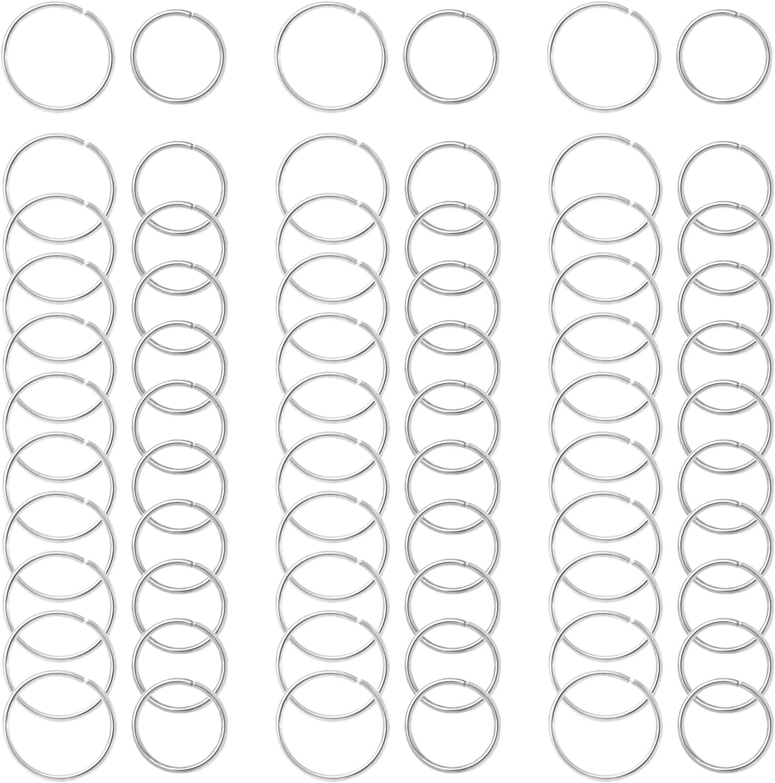 Nydotd 180 Pieces Hair Rings Braid Rings Hair Loop Clips Hair Hoops, Women Fashion Hip-Hop DIY Braid Rings Hair Clip Accessories for Dreadlocks (12mm+14mm, Silver)