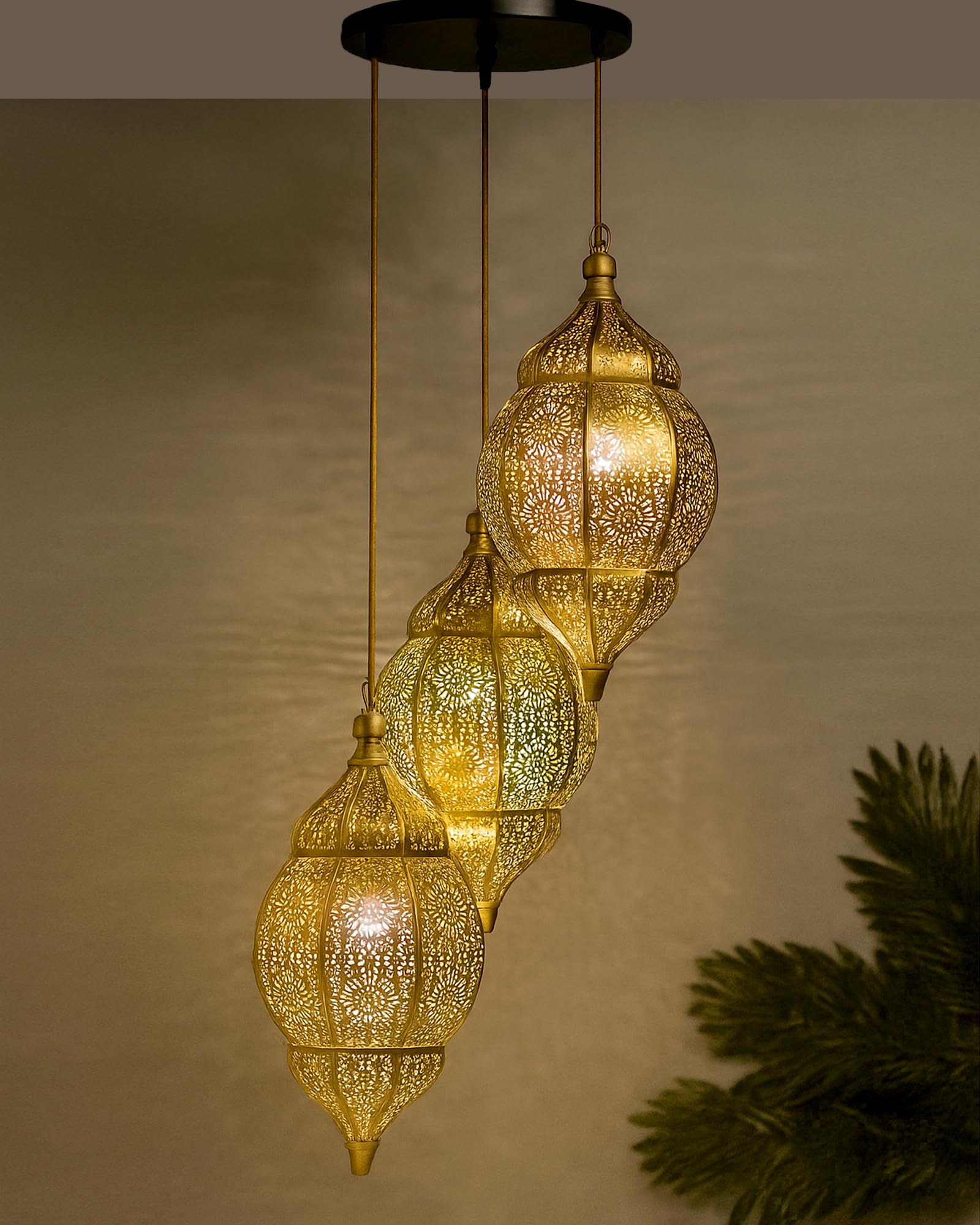Homesake Home Decor Hanging Light, Pendant Ceiling Lights for Home Decoration, House Decor Items for Living Room, Diwali Decoration Items for Homes Decor - (Golden)