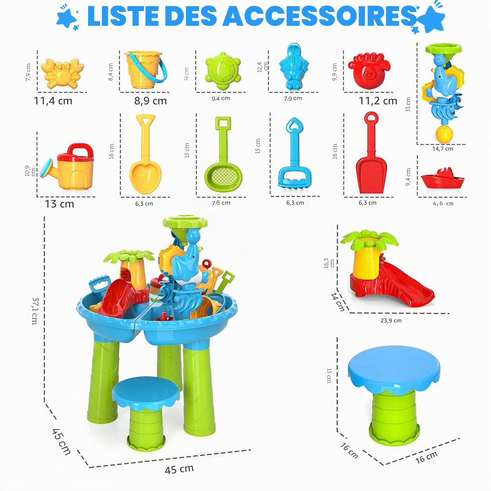 Diealles Shine Table Eau Sable, Multifonctionnel Table Eau Enfant Exterieur, Table de Jeux Exterieur Enfant de 1 2 3 4 Ans