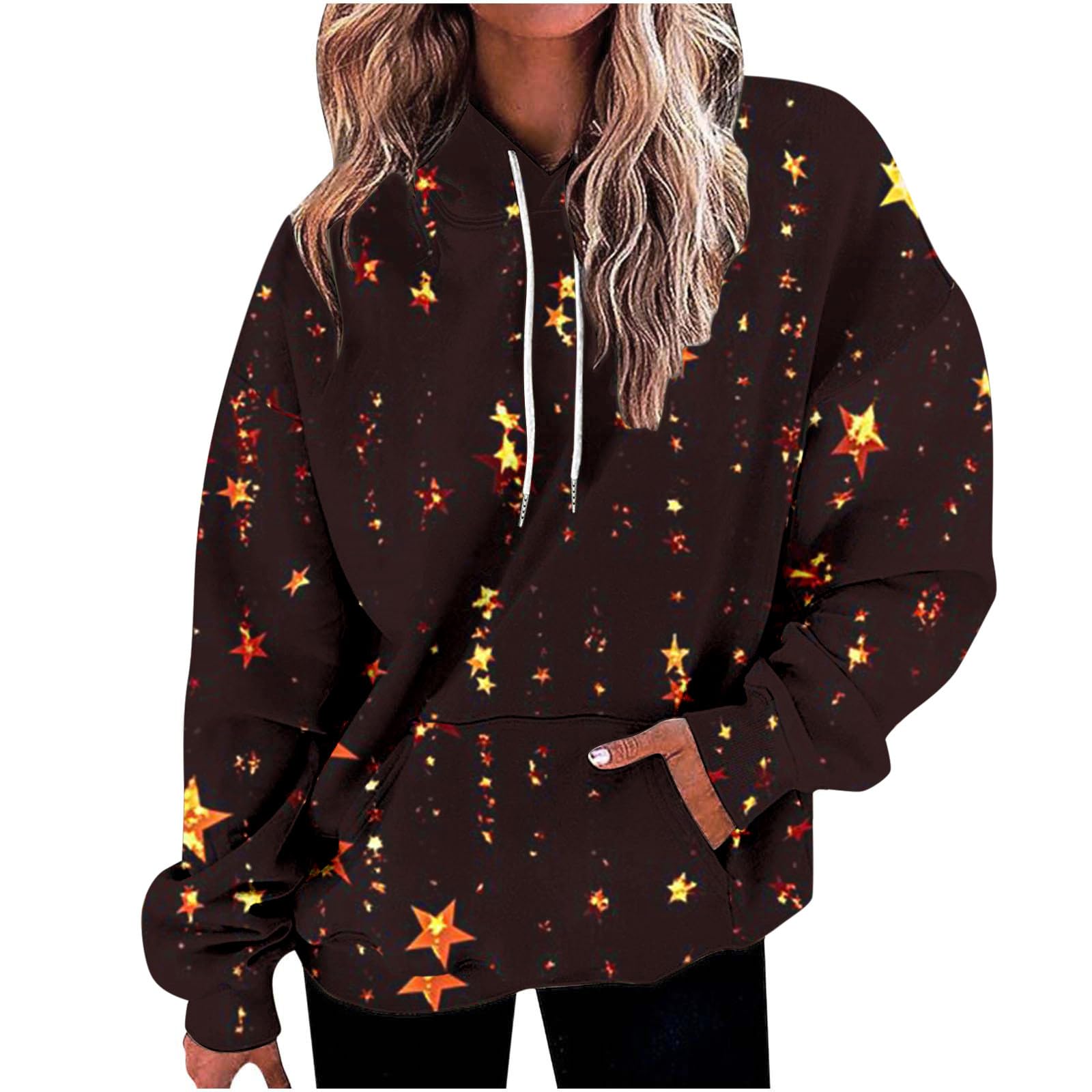 ZCVBOCZOversized Sweatshirts For Women Fashion Tie Dye Print Loose Casual Hoodie Fall Fashion Long Sleeve Pullover Hoodie