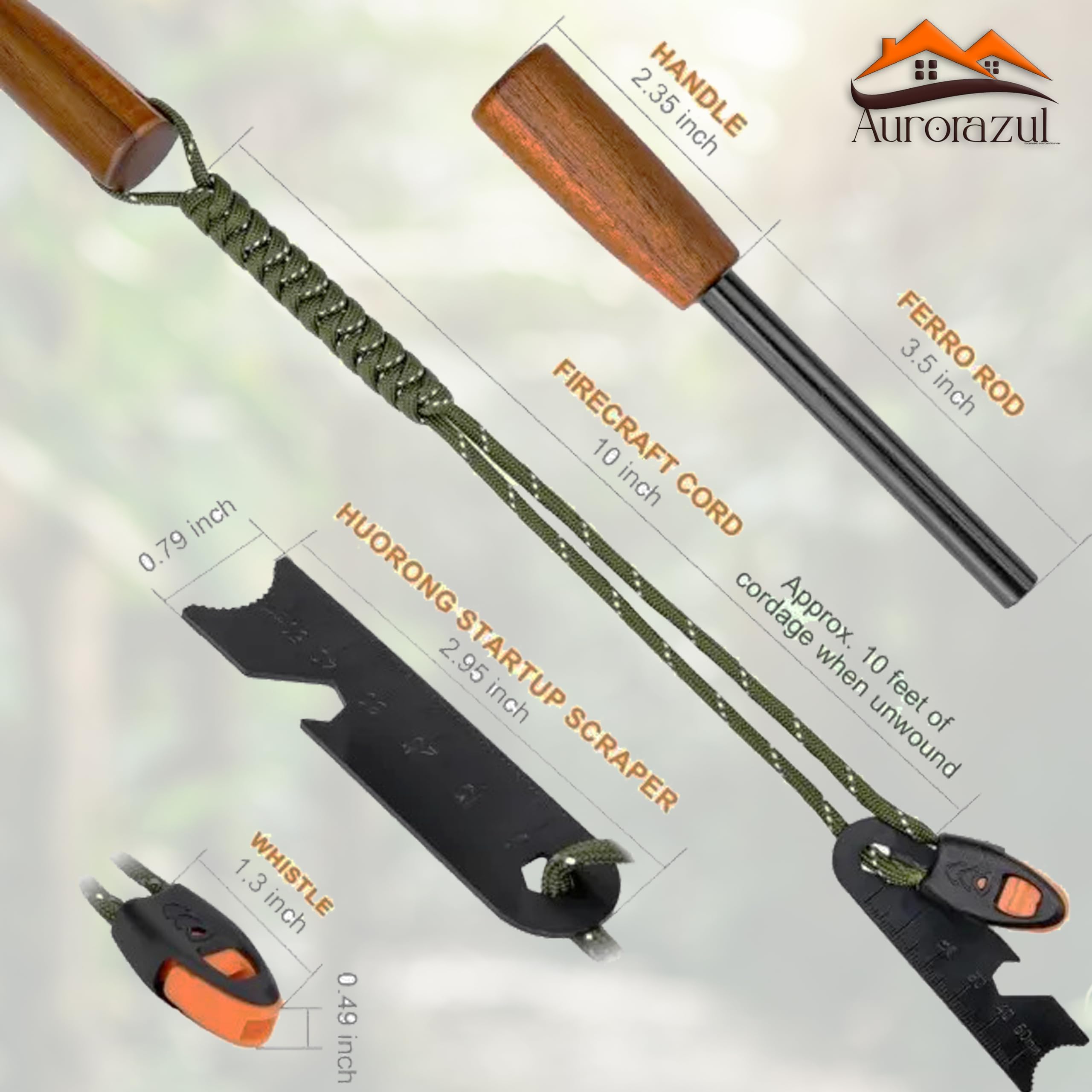 Ferro Rod - Ferro Rod Fire Starter - Fire Starter Kit - Fire Starter Survival Tool - Flint and Steel Fire Starter Kit - Flint Fire Starter - Survival Ferrocerium Drilled Flint Fire Starter (Green)