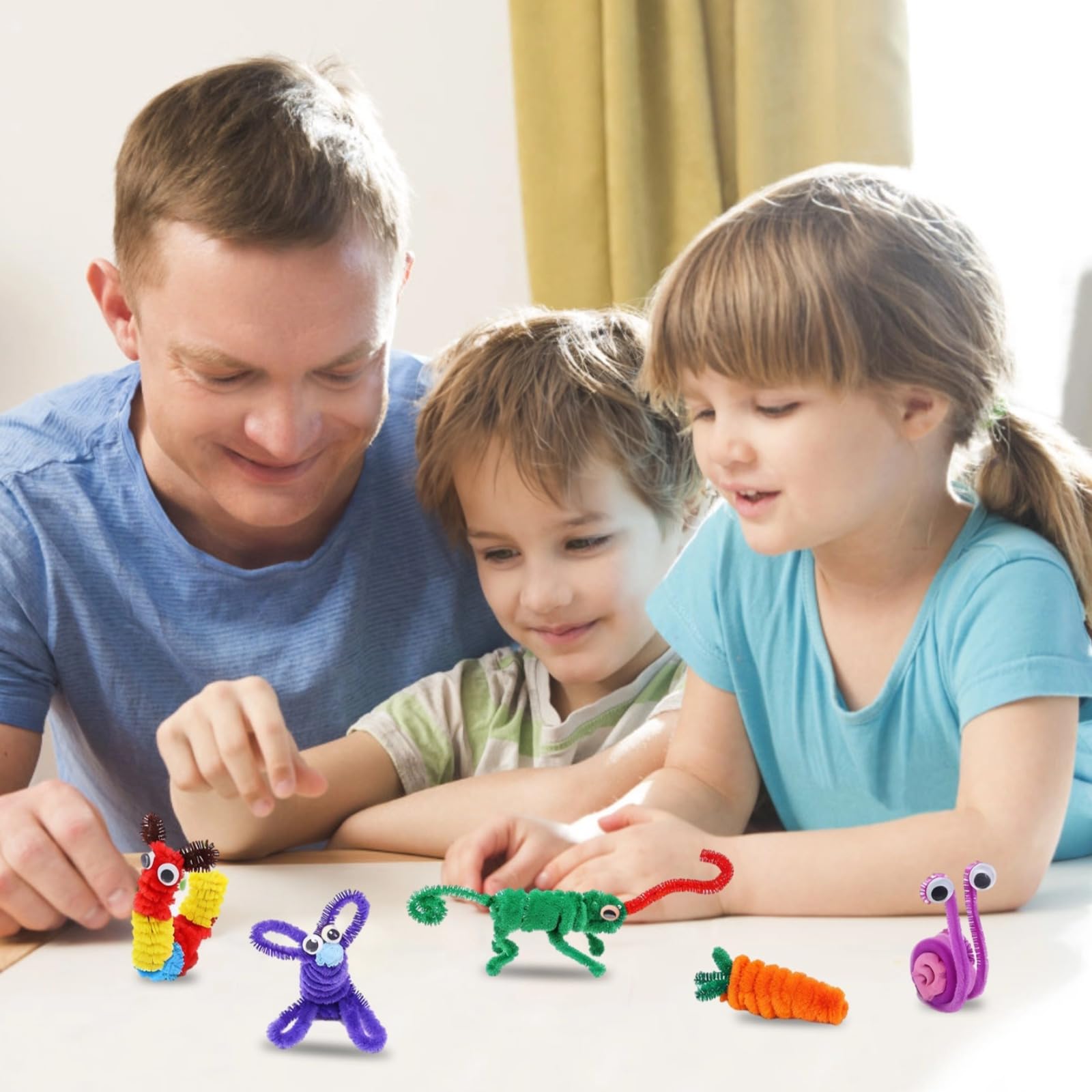 Lot de 1 000 cure-pipes souples pour projets de bricolage, tiges chenille de 30 cm, bâtons pelucheux multicolores pour enfants