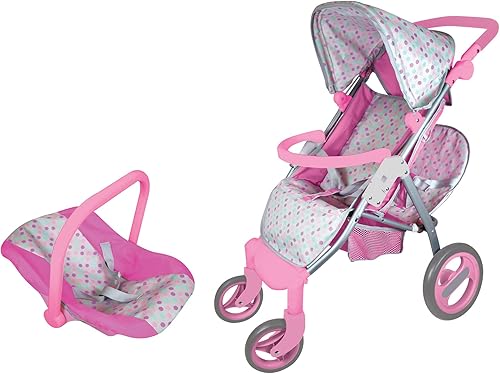 Lissi Cochecito de muñeca doble con asiento de coche y accesorios, multi
