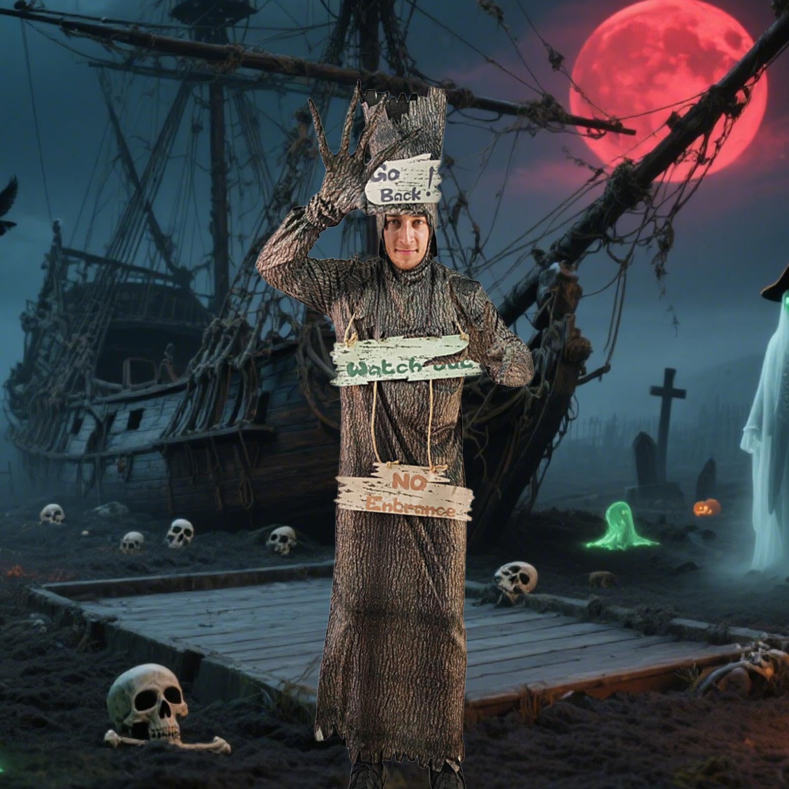 Przerażające przebranie na Halloween, wygodne, straszne gotyckie | Kostium na imprezę dla dorosłych dla kobiet i mężczyzn, odpowiedni na przyjęcia świąteczne, przyjęcia urodzinowe
