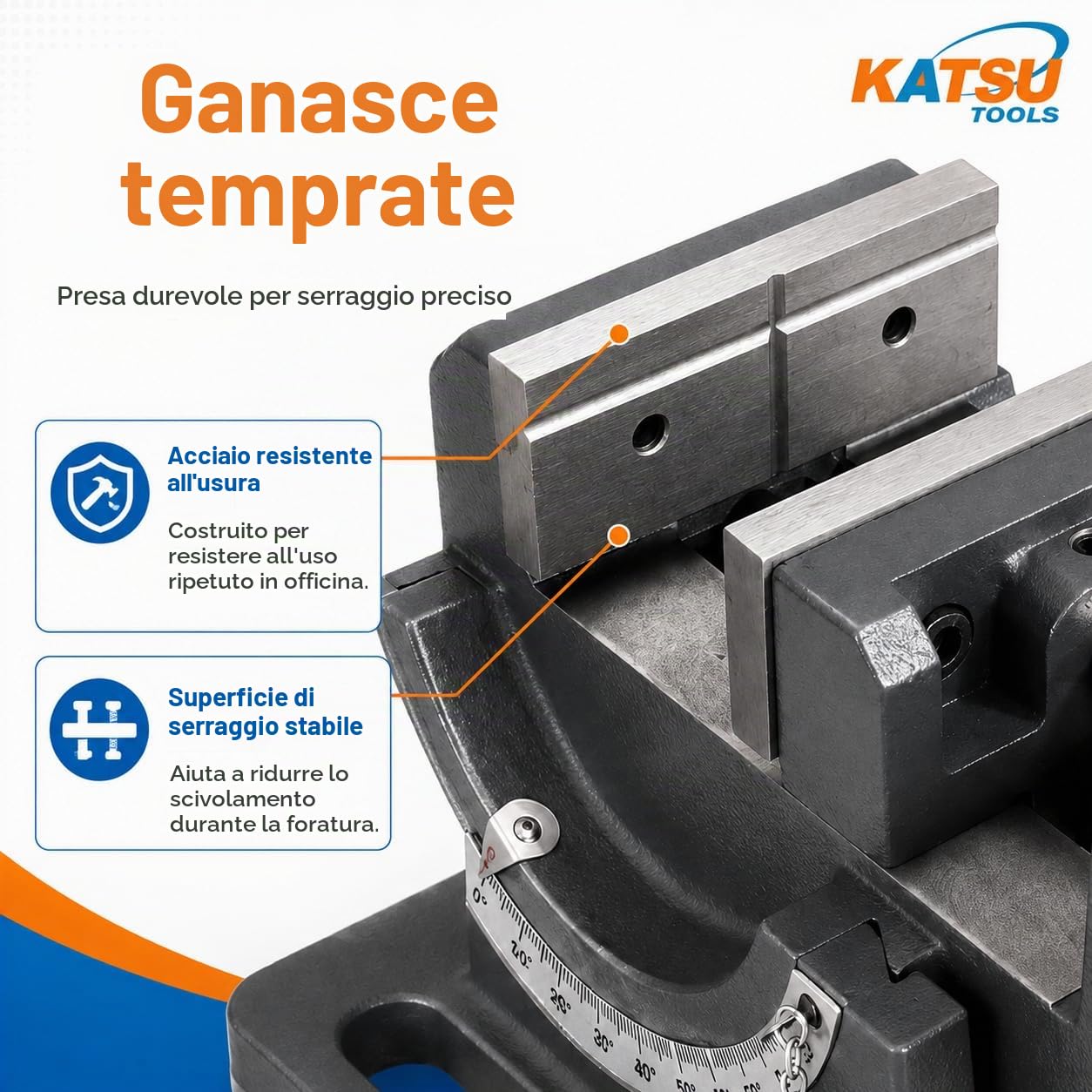 KATSU Morsa Inclinabile 3" 75mm, Morsa per Trapano a Colonna Professionale Fresatrice Angolo di Inclinabile Morsa per Banco da Lavoro in Acciaio