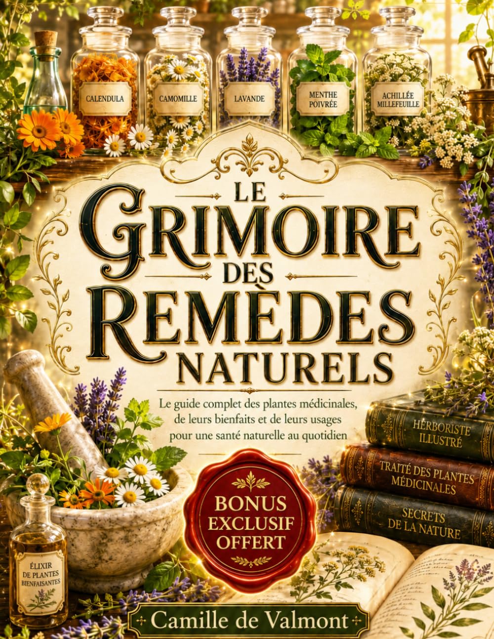 Le Grimoire des remèdes naturels: Guide Simple des Plantes Médicinales et Huiles Essentielles Découvrez les Secrets des Tisanes, Élixirs, Recettes et Rituels Ancestraux pour le Bien-Être Quotidien