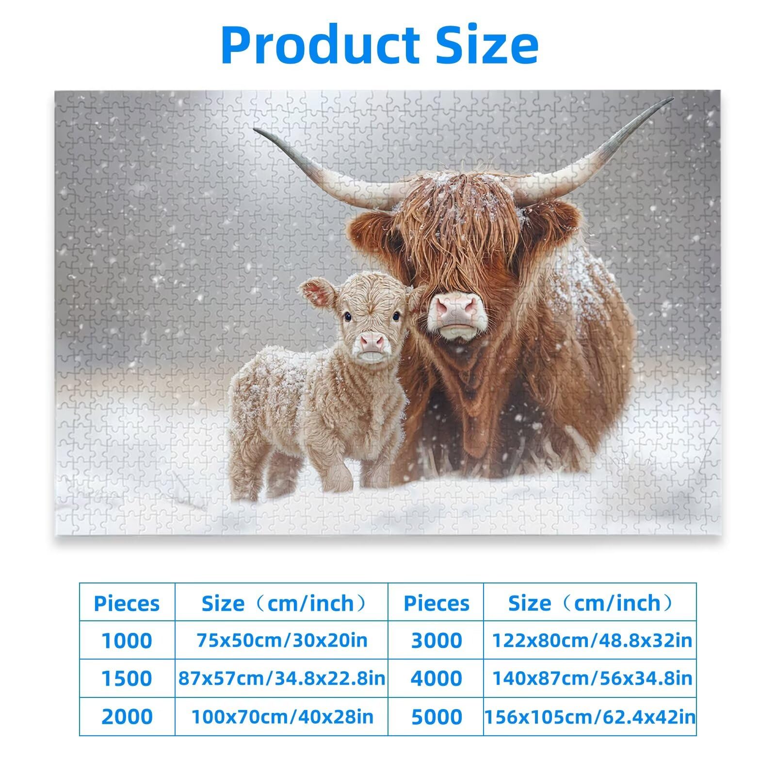 Puzzle 1500 Piezas, Puzzle Animal con Caja para Adultos, DIY Highland Cow Rompecabezas Madera para Adultos, 1500 Piezas Rompecabezas Desafiante, para Decoracion Hogar, Regalo Mujer/Hombres, -2444