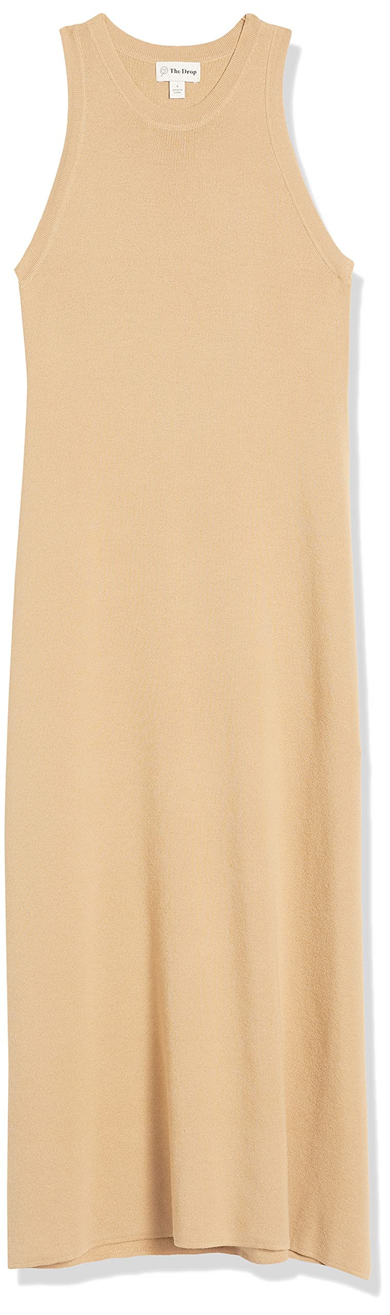 The Drop Women's Gabriela High Neck Cut-in A-line Side-Slit Maxi Sweater Dress