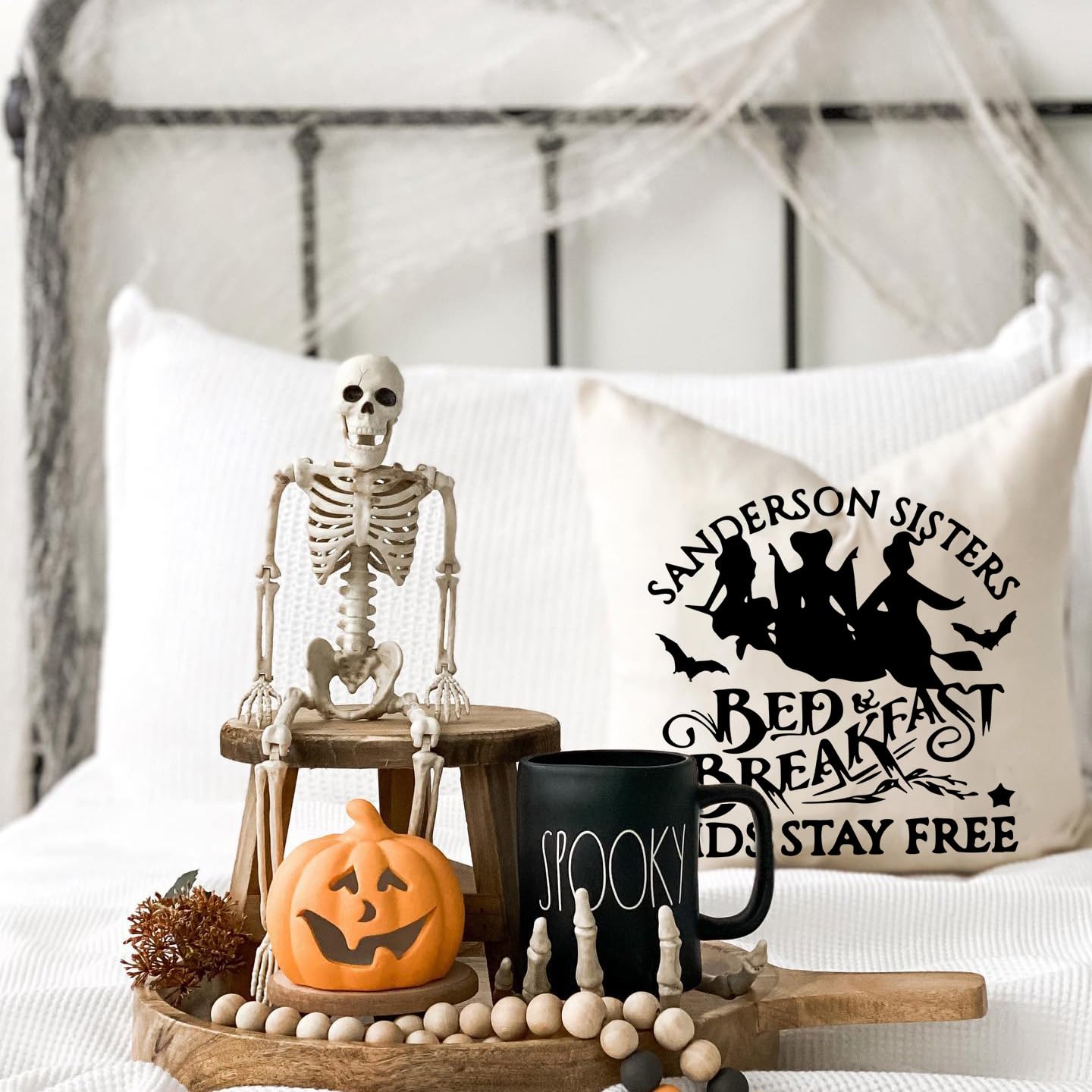 PANDICORN Federe Per Cuscini Halloween Hocus Pocus - Set Da 4, 45x45 Cm - Arancione Bruciato - Decorazioni Autunnali Per Divano E Esterni - 5