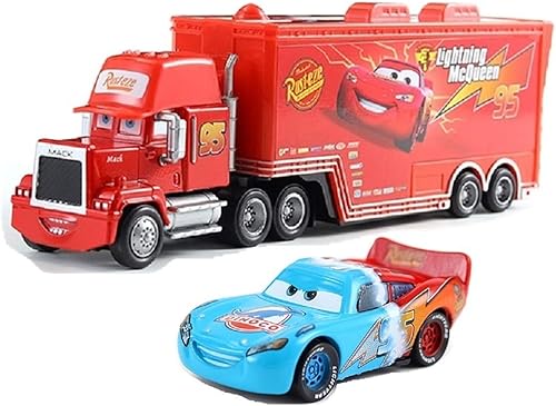 Miniatura 1 de Cars 2 3 - Juguetes de película Lightning McQueen & Mack Hauler Truck Diecast Toy Car 155 vehículos sueltos Racer Toys Car 2 piezas