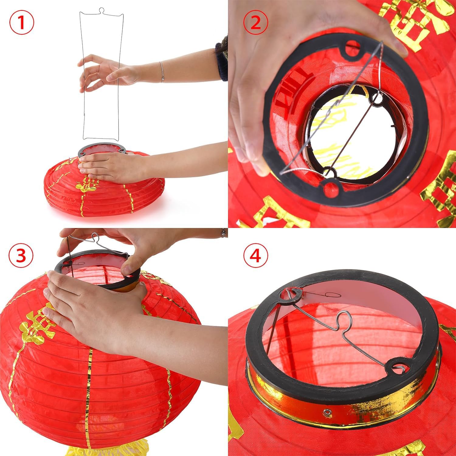 60 Pcs Chinese Red Paper Lanterns - Assorted Sizes Festival Decorations Set